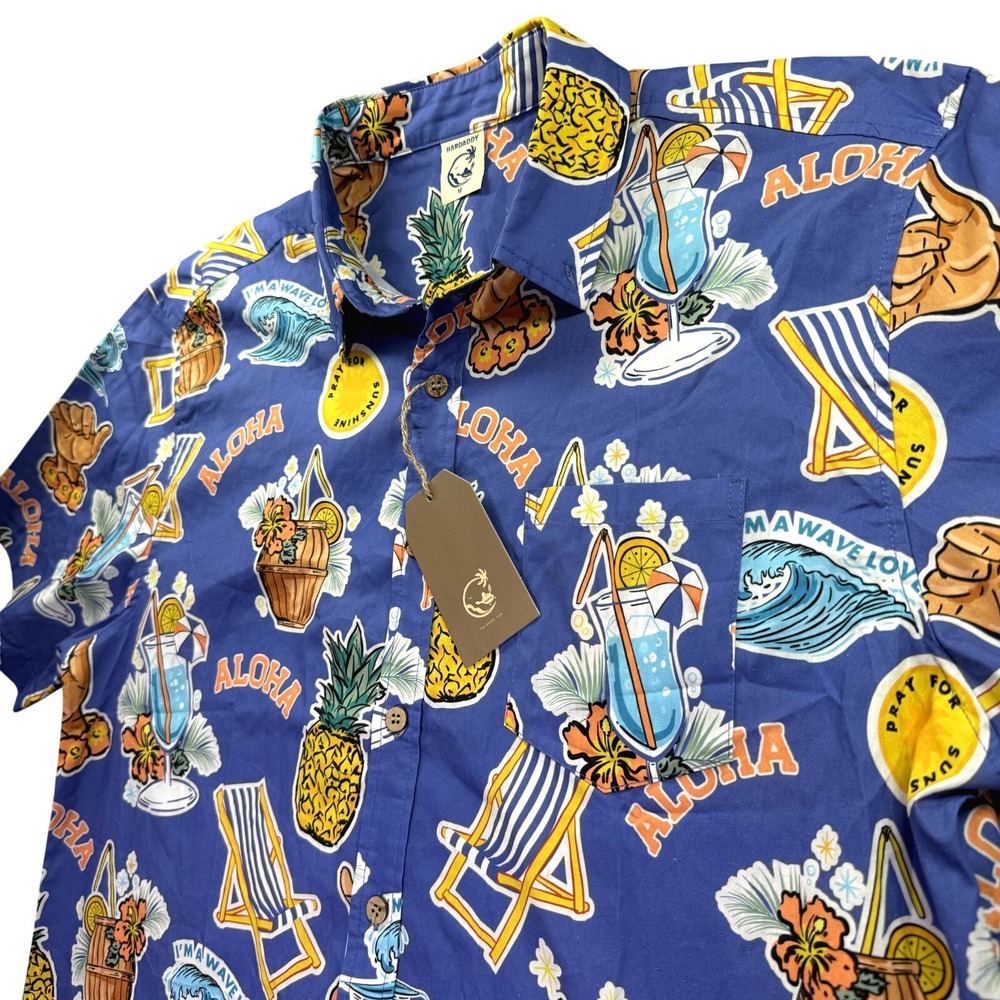 Hardaddy Hawaiian Shirt Men M Pineapple Cocktail Cruise Aloha Surf